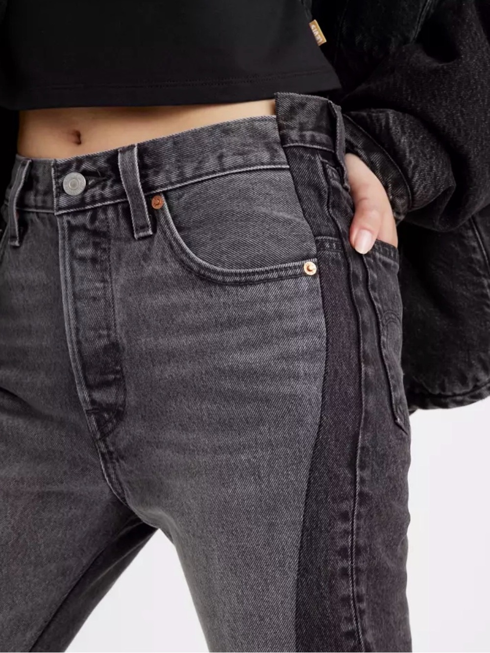 Levi’s 501 spliced black denim